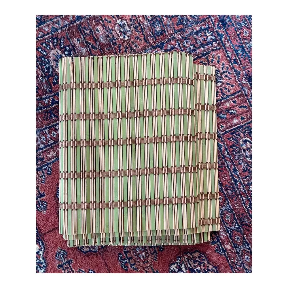 Set of 5‎ Natural & Green Reed Bamboo Placemats 22